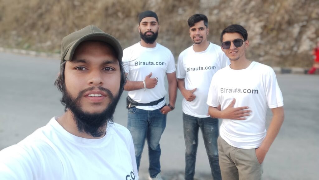 4 boys wearing birauta.com t-shirt visiting 8 lakes in a day of pokhara valley